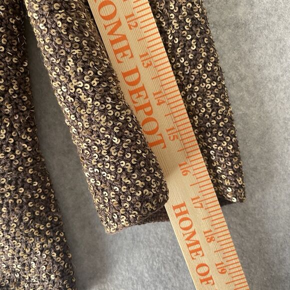 Chic iisli TIFFANY FULLER Matte Sequin COTTON KNIT Blazer Jacket BROWN Tan sz. 8 - Picture 10 of 11